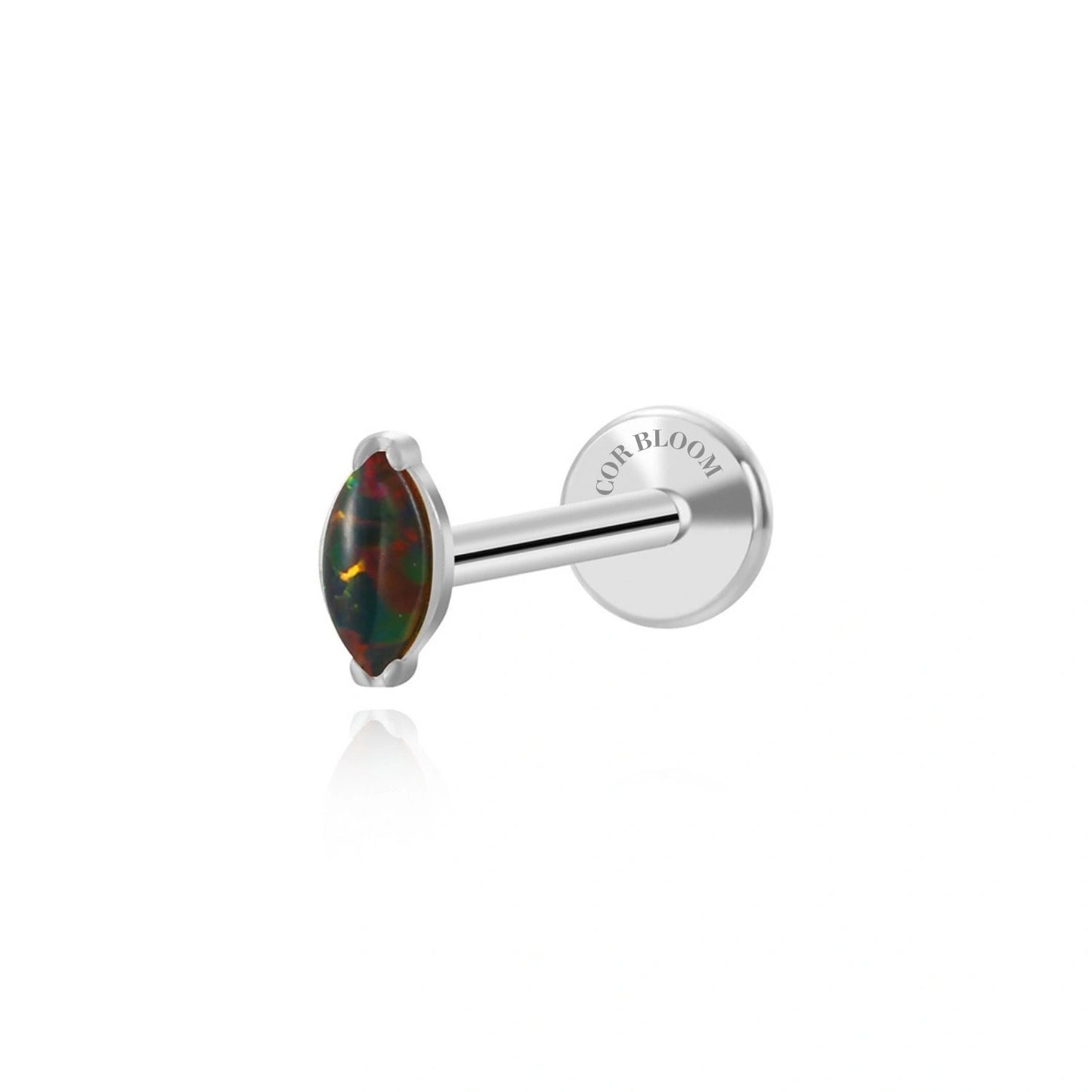 Titanium Dark Opal Marquise Flat Back Stud