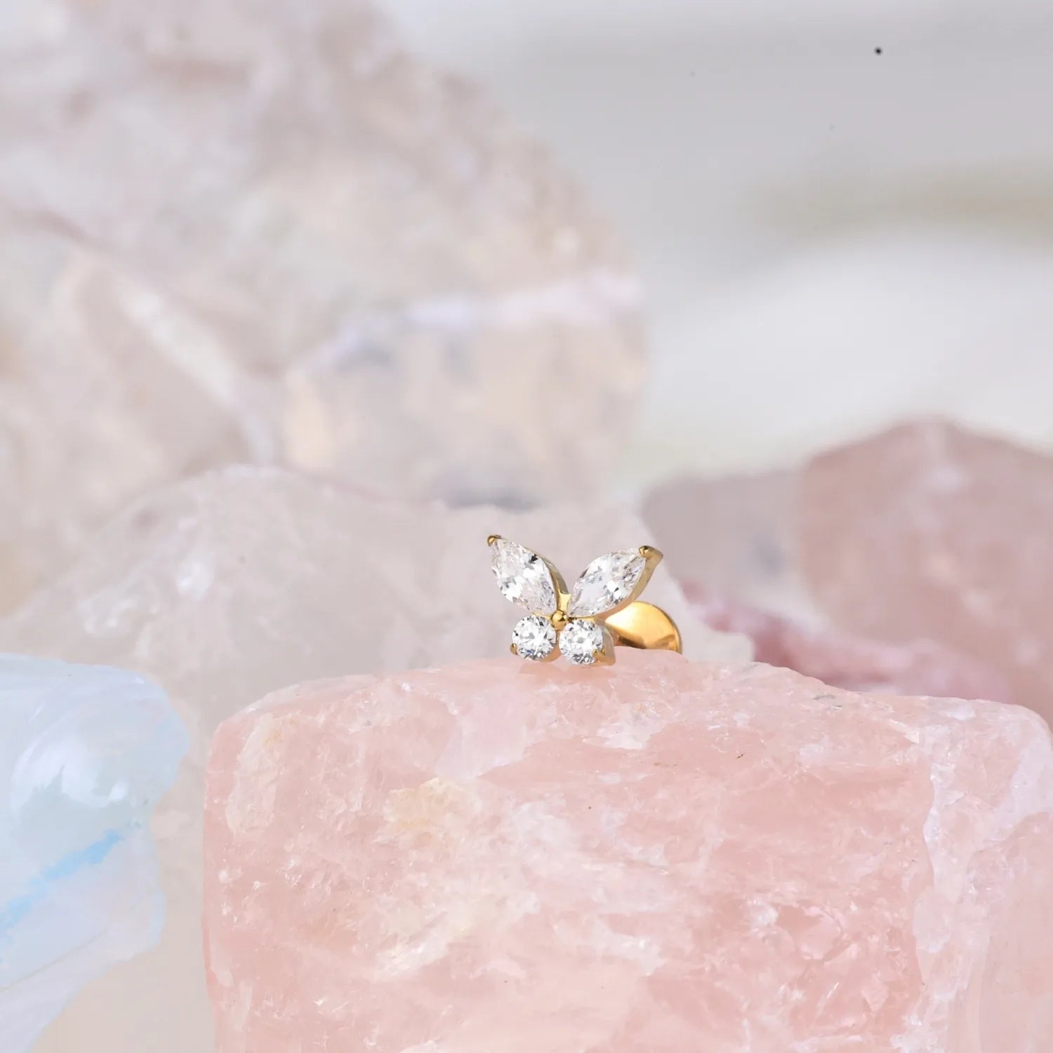 Titanium Liberty Crystal Butterfly Flat Back Stud