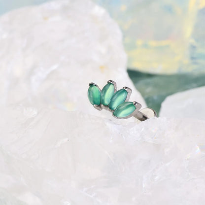 Titanium Green Jade 5-Petal Marquise Stud