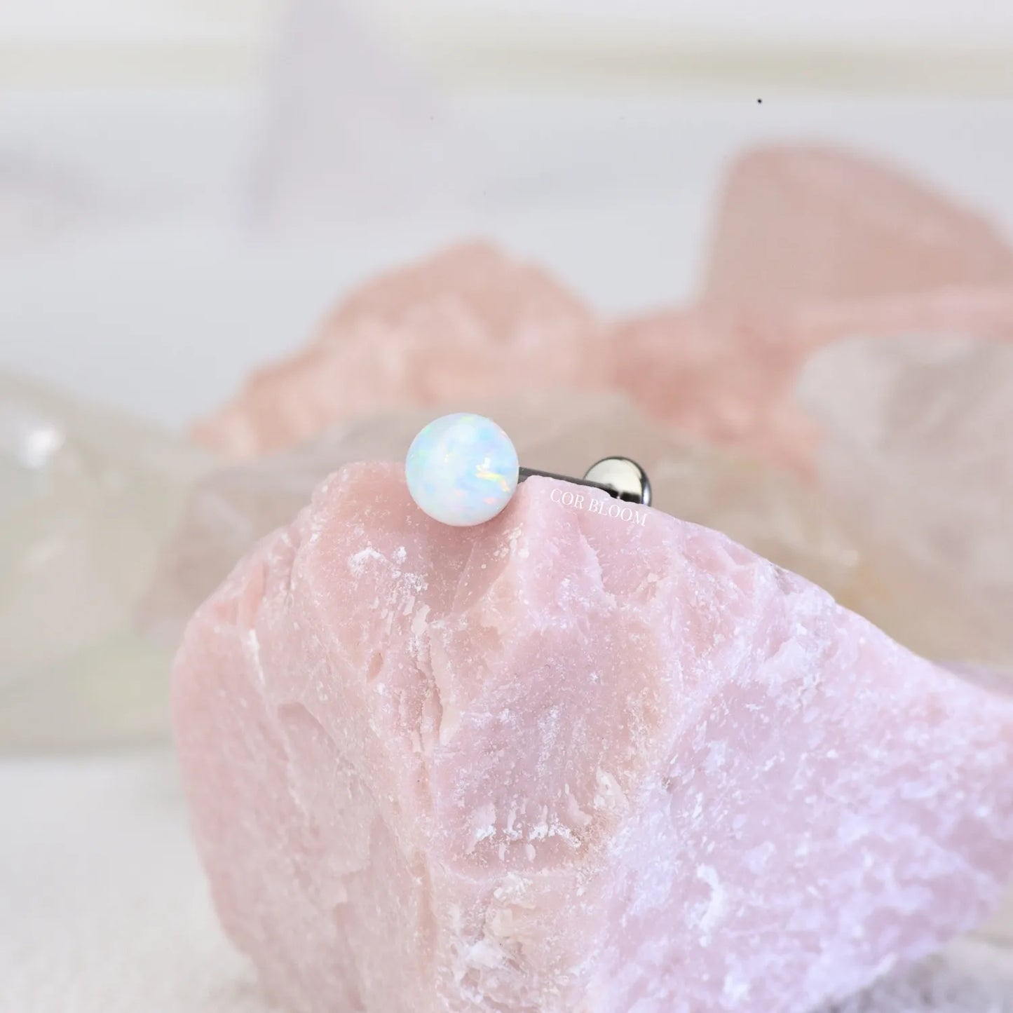 Titanium White Opal Flat Back Stud