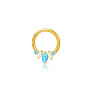 Titanium White & Blue Opal Trio Marquise Clicker