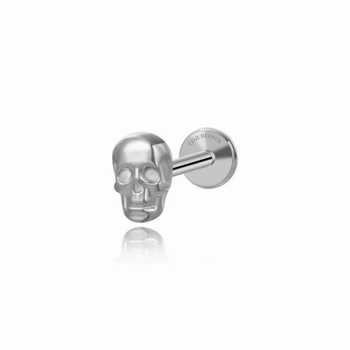 Titanium Skull Head Flat Back Stud