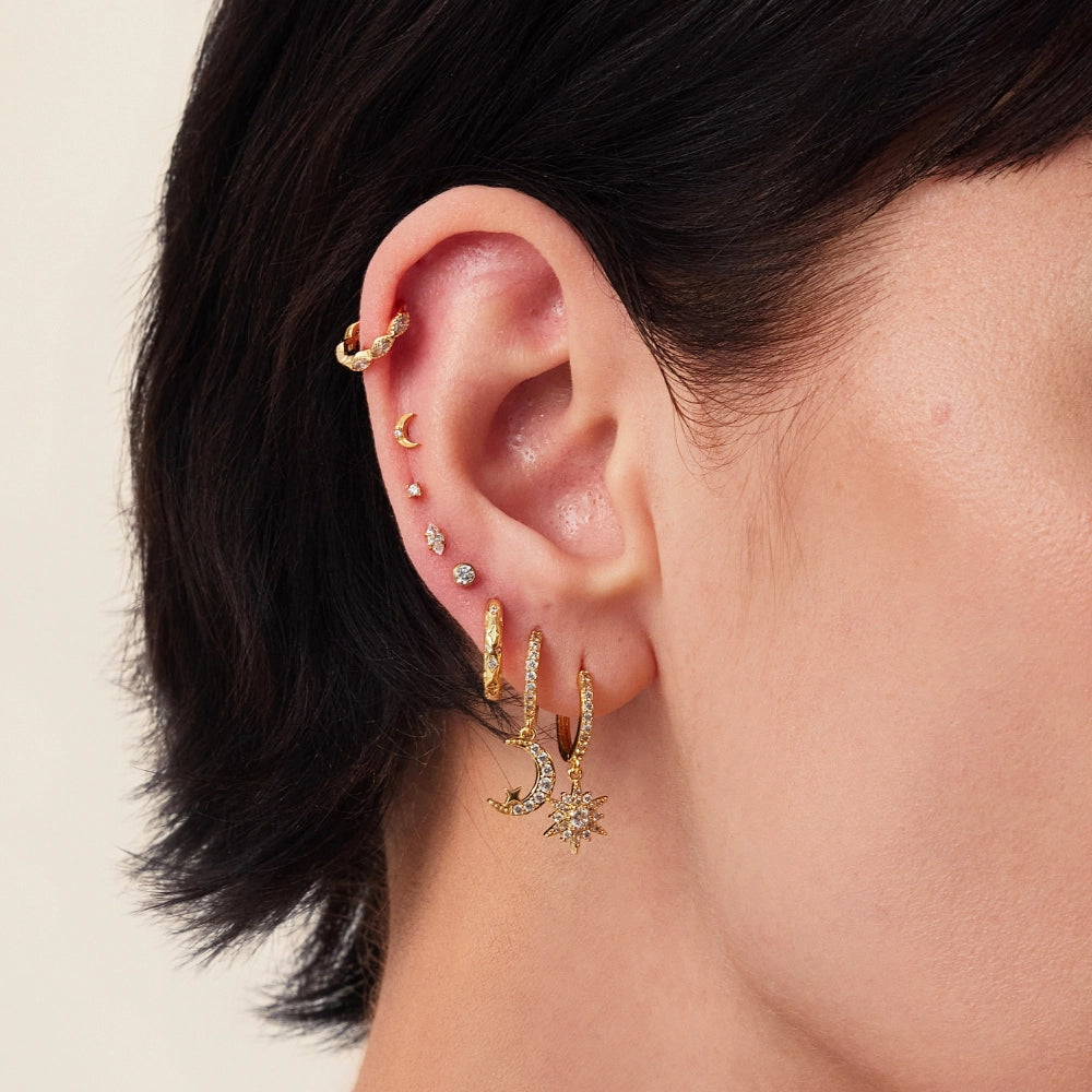 Titanium Amyra Super Mini Diamond Moon Stud