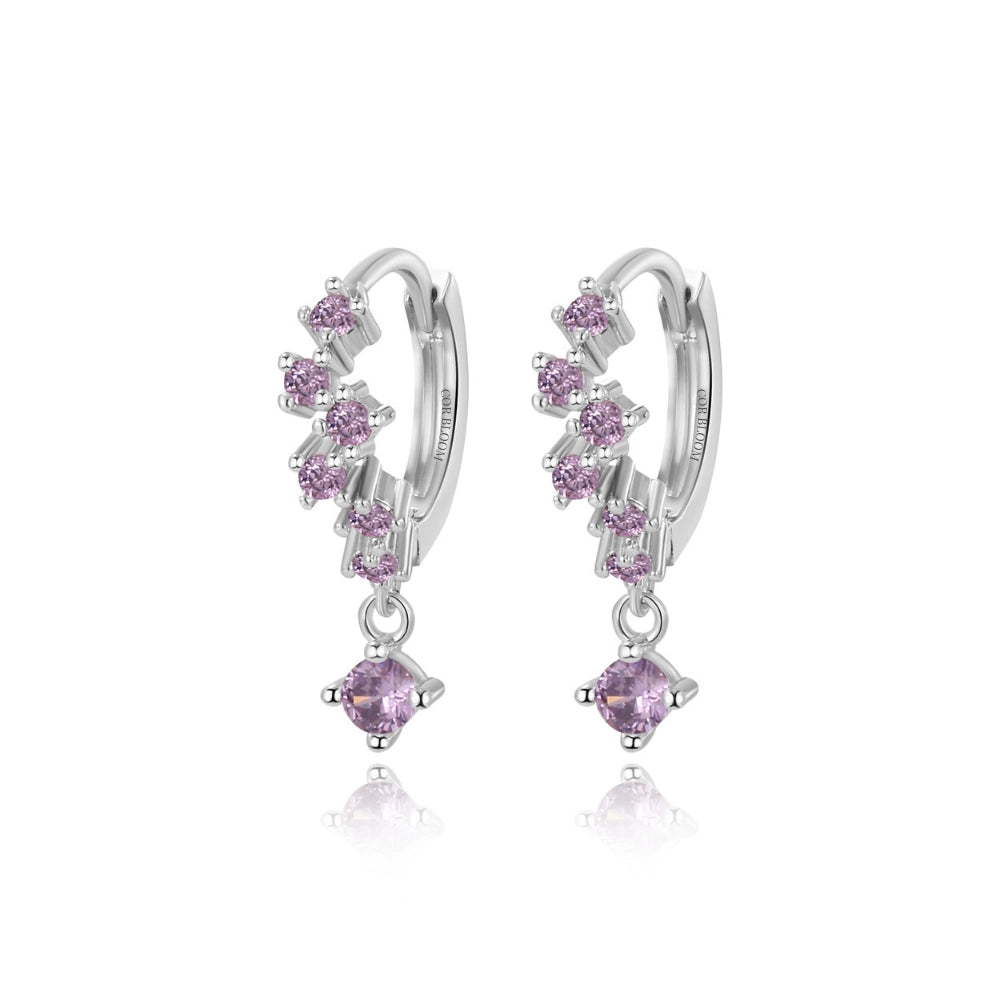 Nia Bling Cluster Hoops - Amethyst Dream