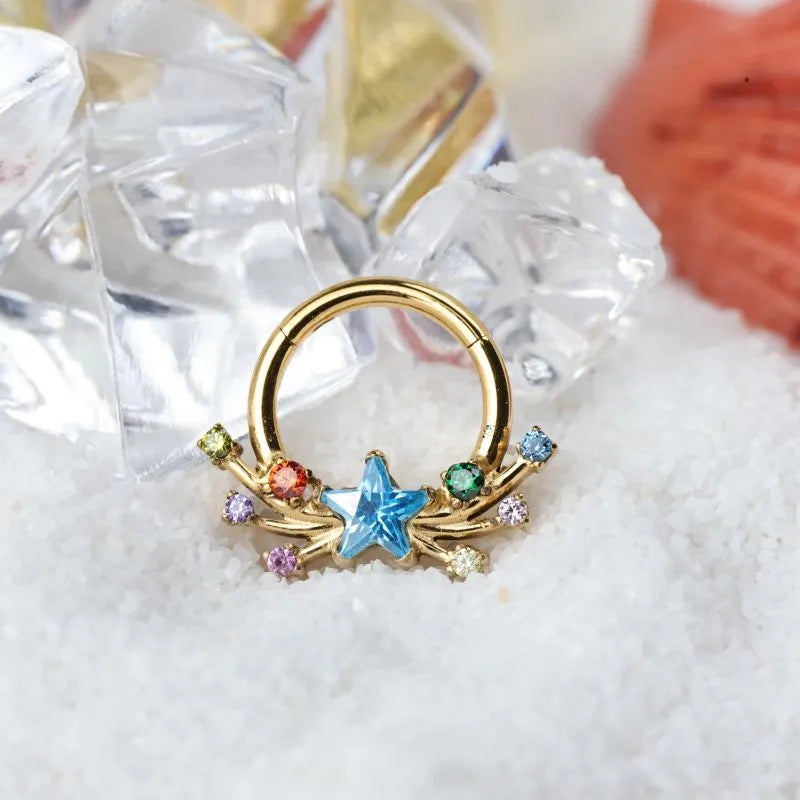 Titanium Sparkling Celestine Star Clicker