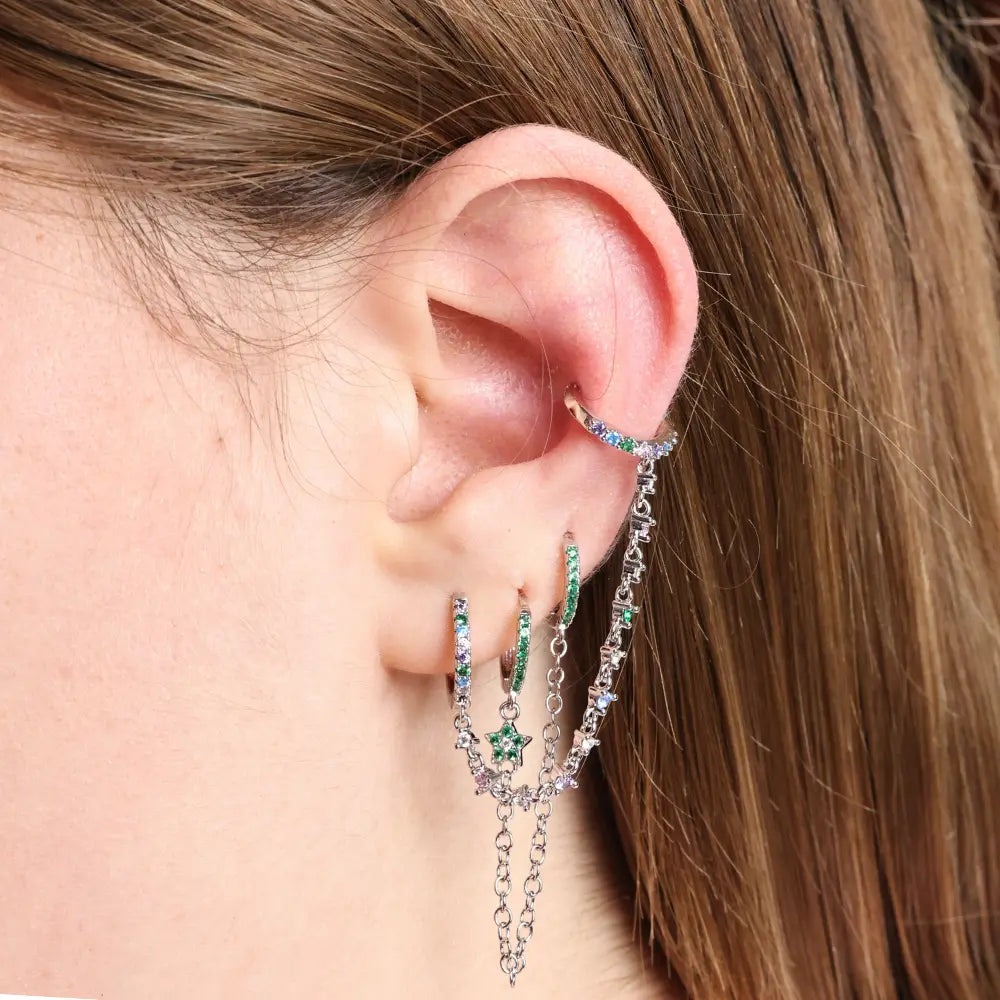 Abrielle Sparkling Chain Earring - Rainbow