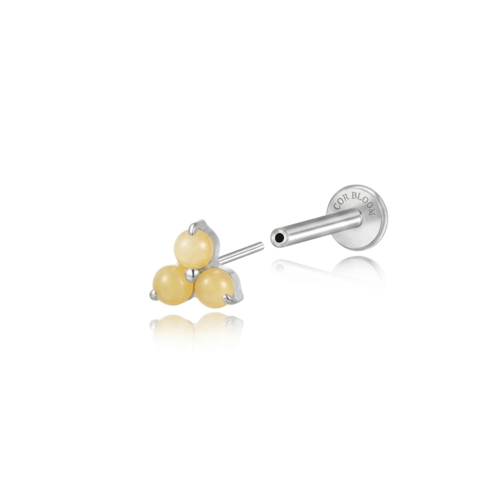 Titanium Athina Mini Triangle Stud - Lemon Stone