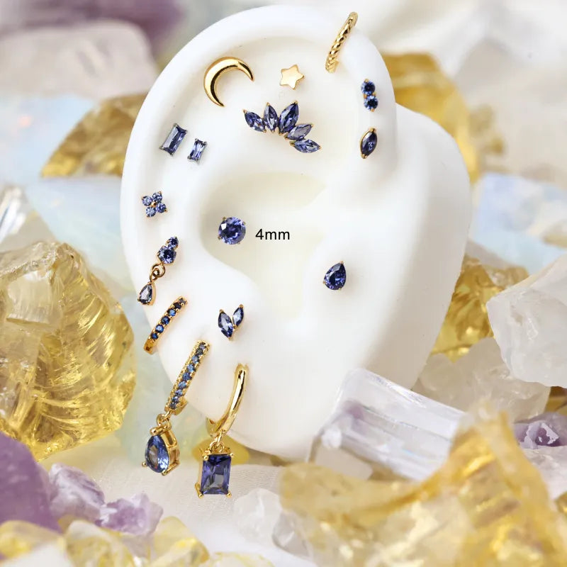 Titanium Akosua Mini Duo Petal Tanzanite Stud