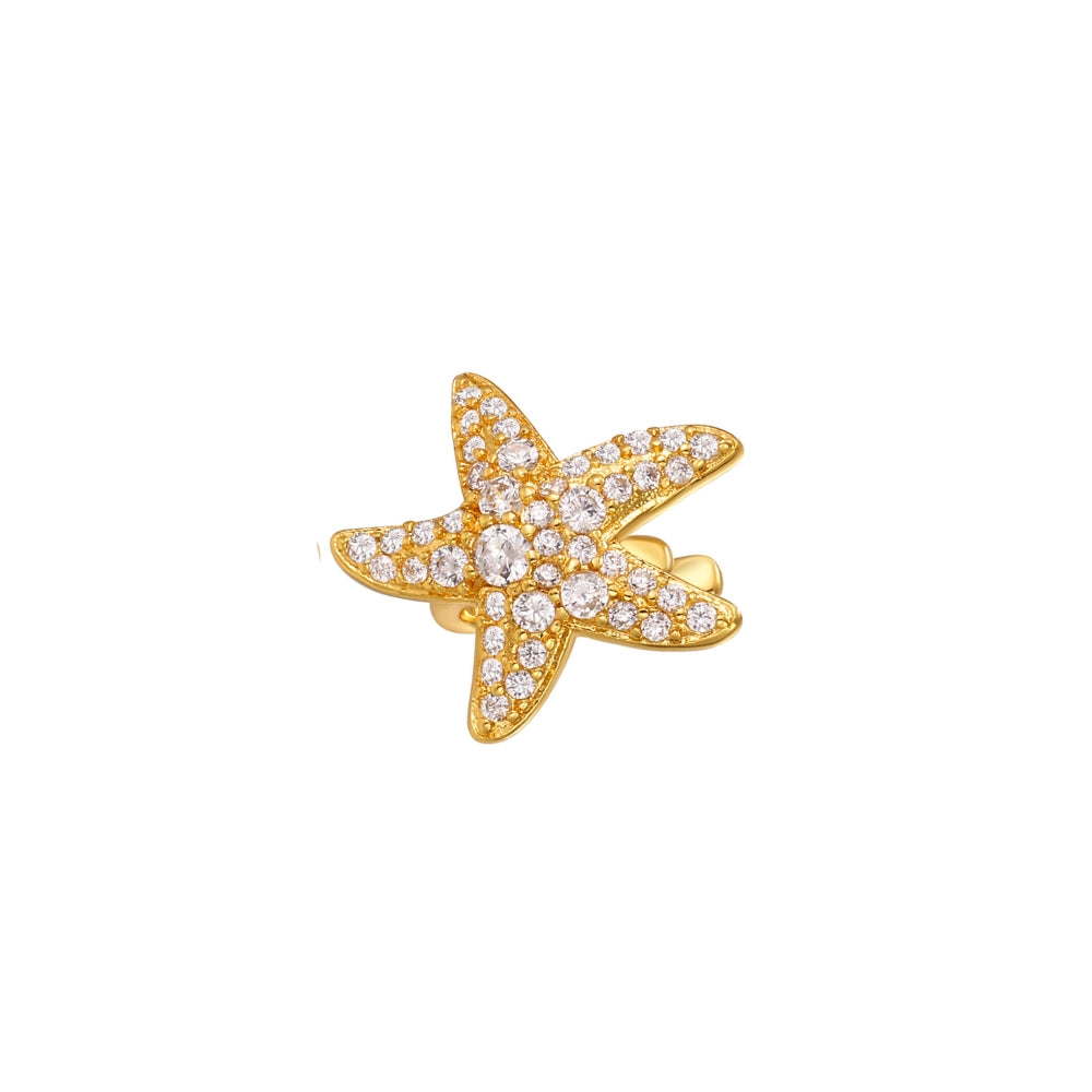 White Diamond Starfish Ear Cuff