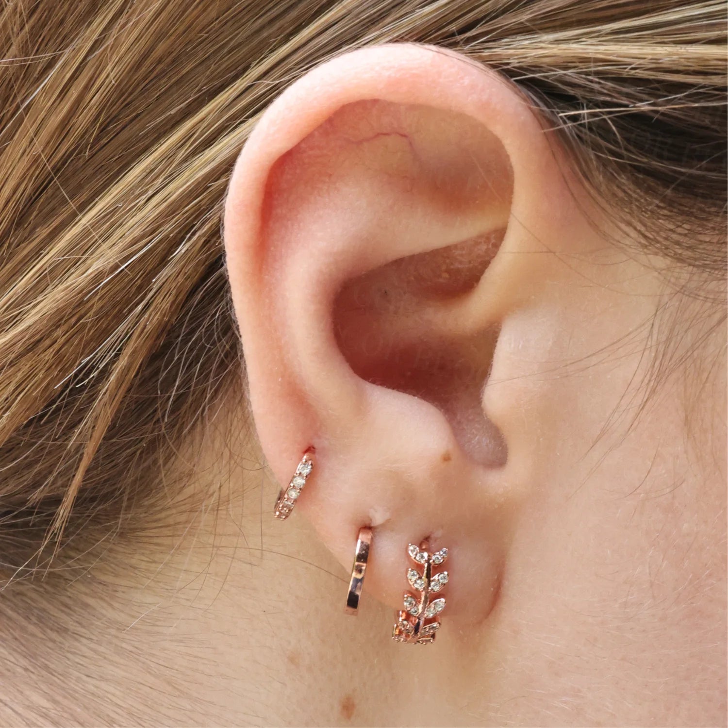 Sparkling Leaf Huggie Earrings