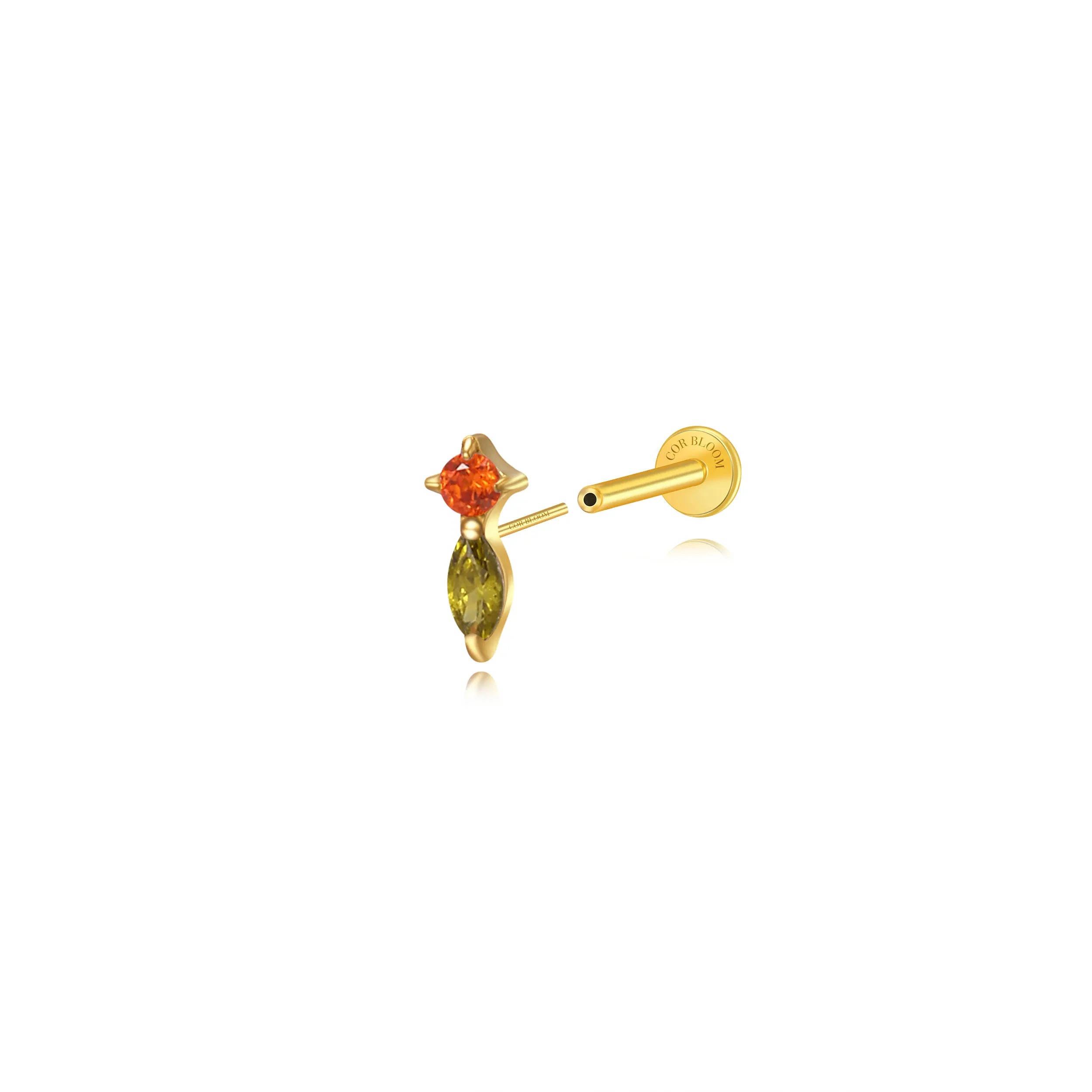 Titanium Eve Mini Marquise Stud - Peridot Felicity