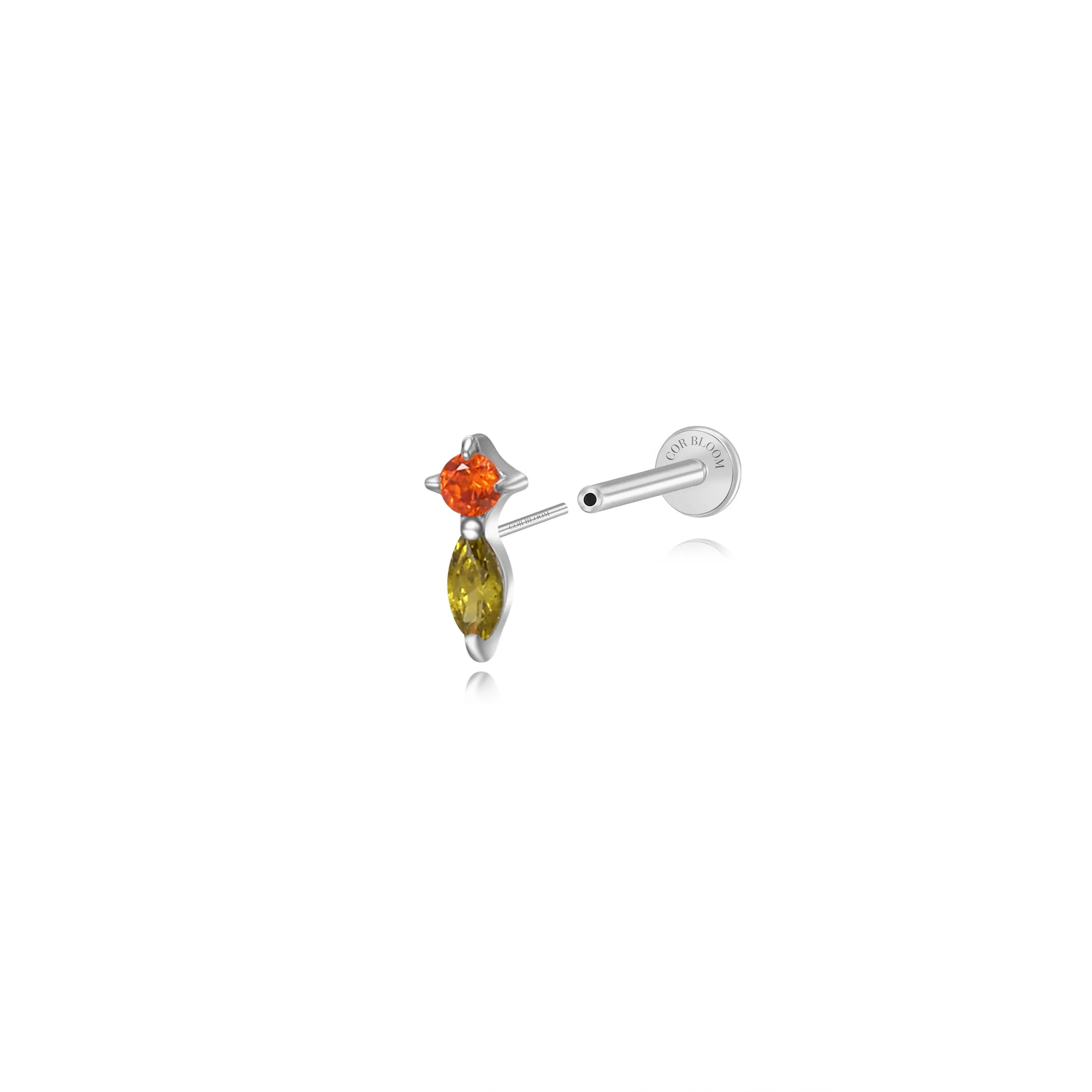 Titanium Eve Mini Marquise Stud - Peridot Felicity