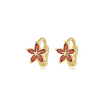 Ella Red Garnet Flower Huggie Earrings
