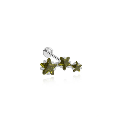 Peridot Trio Star Cluster Flat Back Piercing Stud