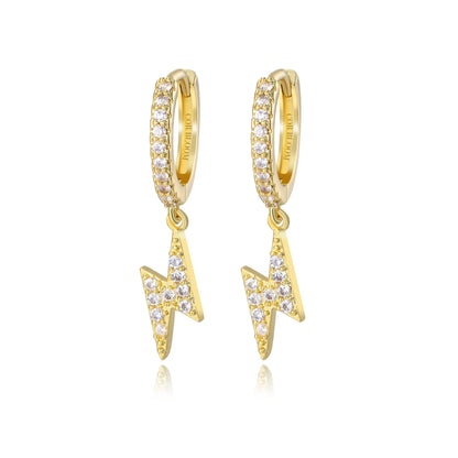 Aspasia Diamond Lightning Charm Hoop Earrings