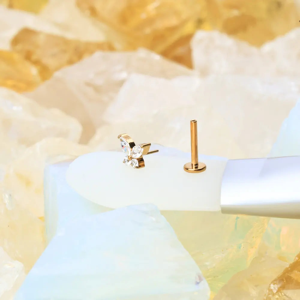 Titanium Liberty Crystal Butterfly Flat Back Stud