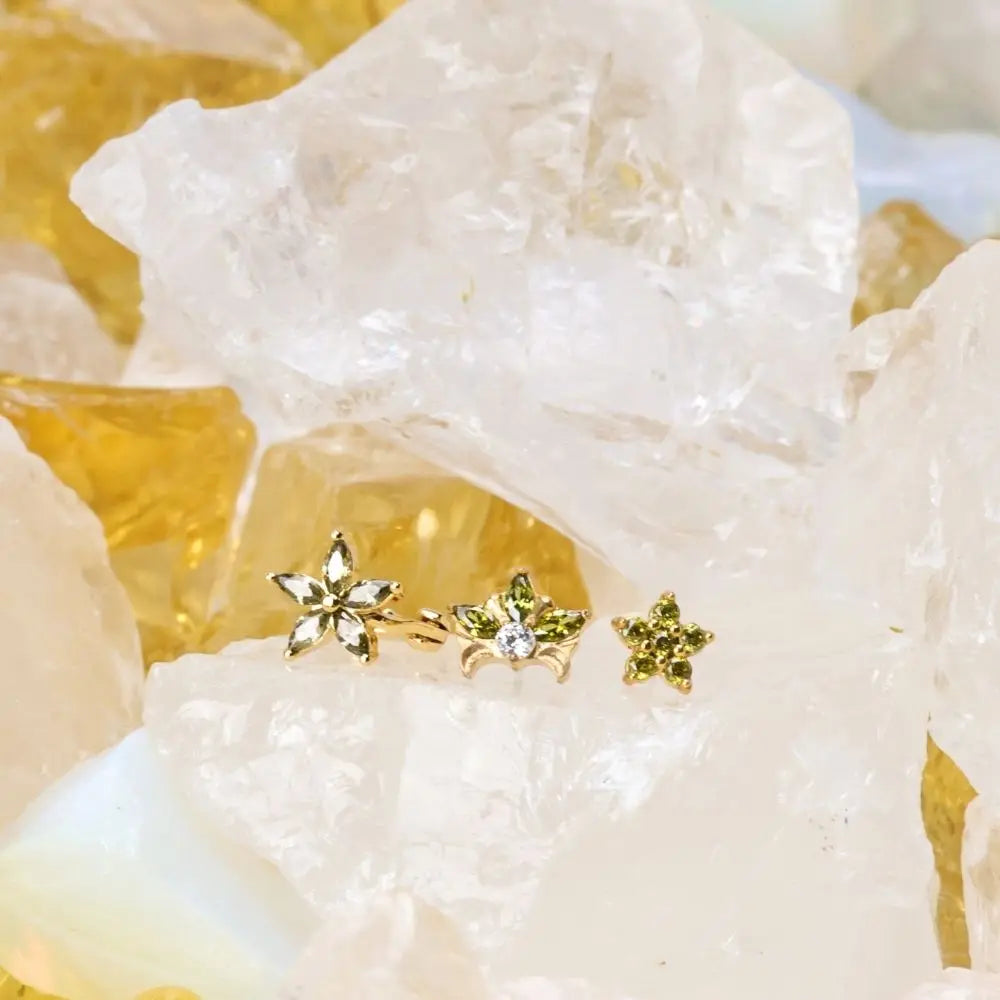 Peridot Jasmine Flower Flat Back Stud