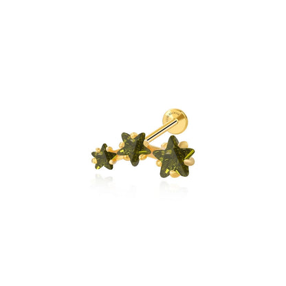 Peridot Trio Star Cluster Flat Back Piercing Stud