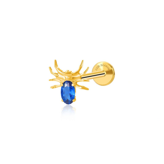 Titanium Blue Sapphire Spider Flat Back Stud