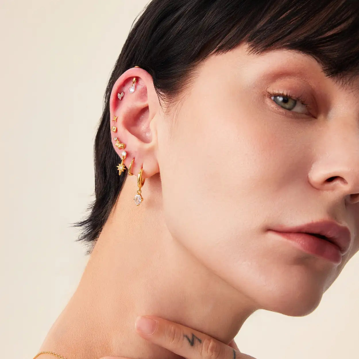 Titanium Akosua Mini Duo Petal Crystal Stud