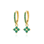 Avra Green Emerald Iridescent Four-Leaf Clover Hoop Earrings