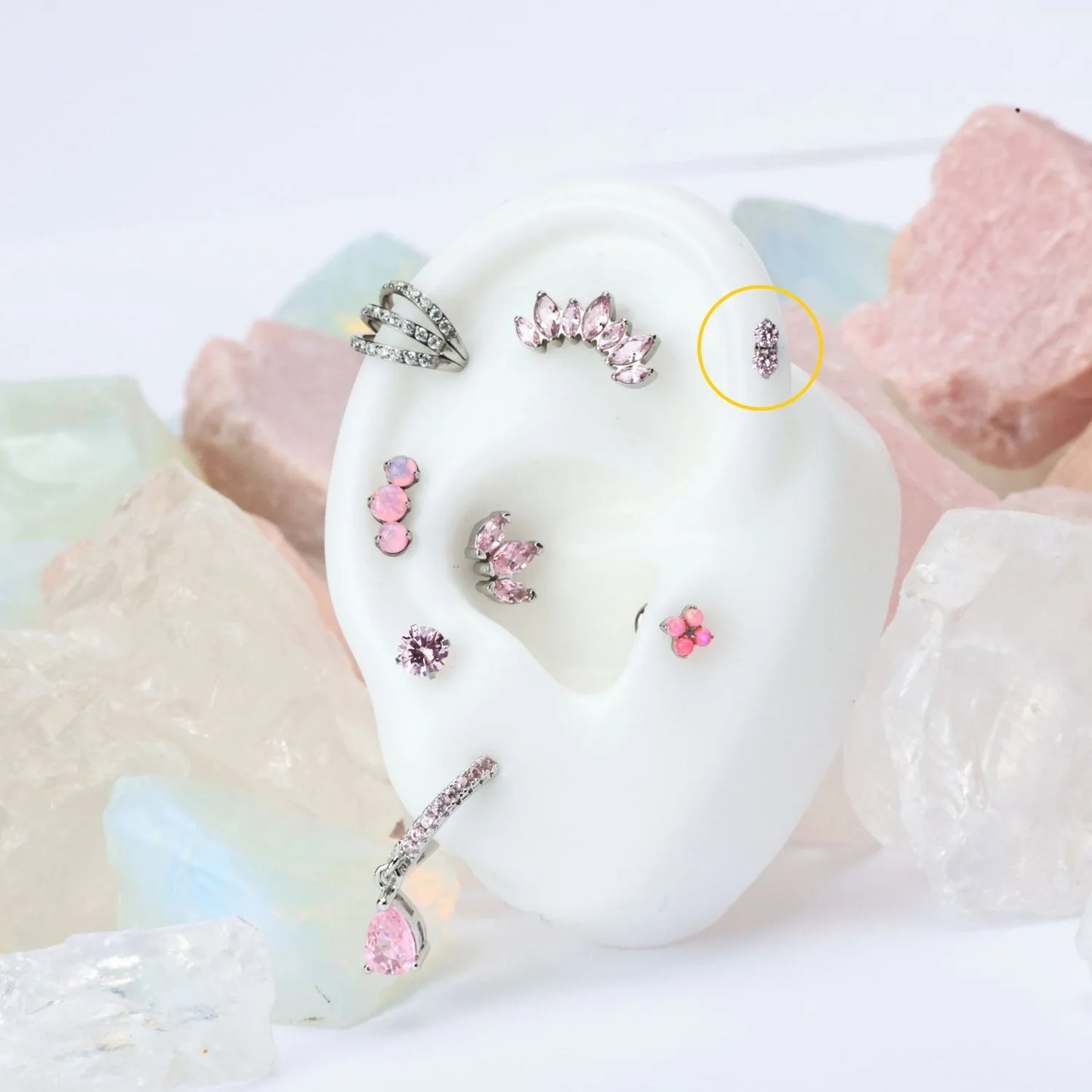 Titanium Edith Mini Duo Pink Flat Back Stud