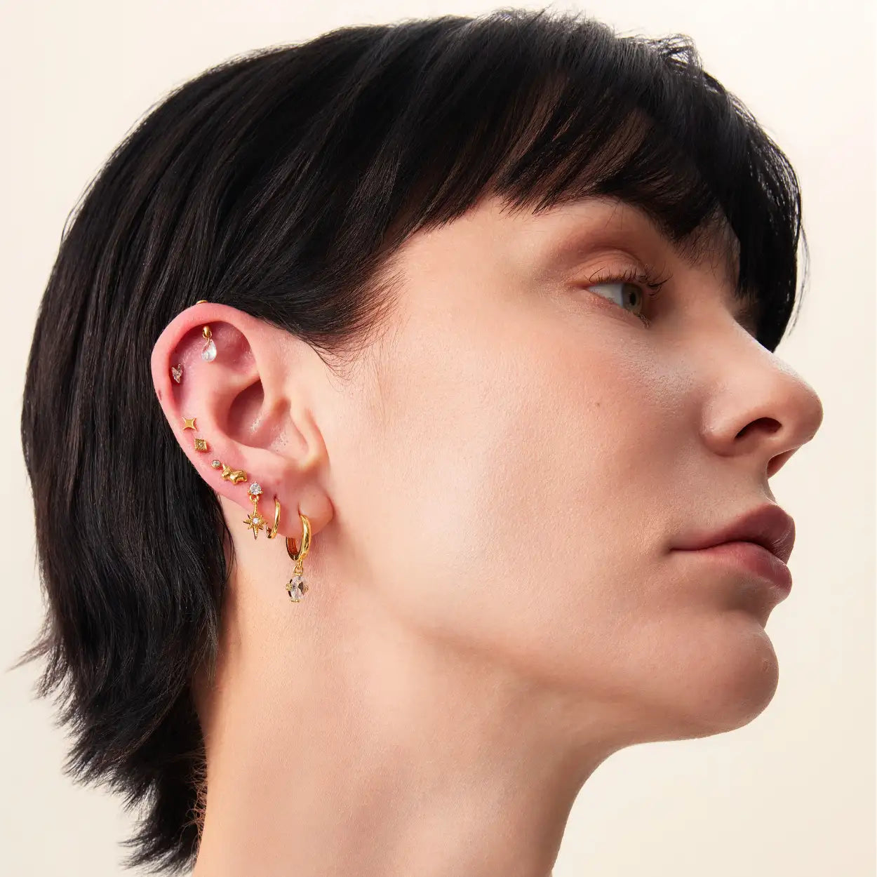 Titanium Solid Astra Star Flat Back Stud
