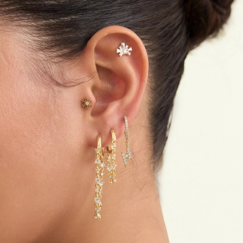 Livia Crystal Gemstones Dangling Chain Hoop Earring