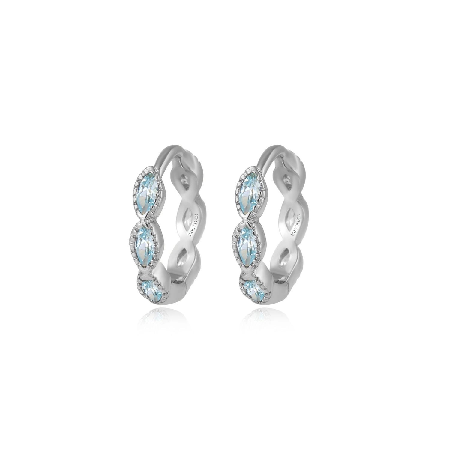 Freya Light Aquamarine Marquise Hoops