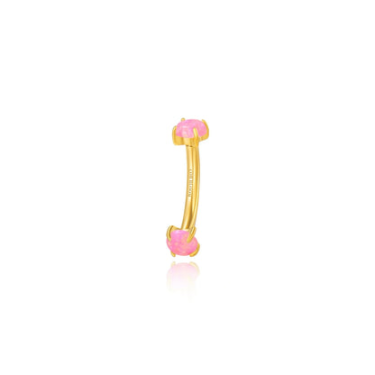 Titanium Double-Sided Pink Opal Curved Barbell