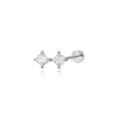 Titanium Duo Square Diamond Flat Back Stud