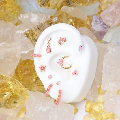Pink Opal Jasmine Flower Flat Back Stud
