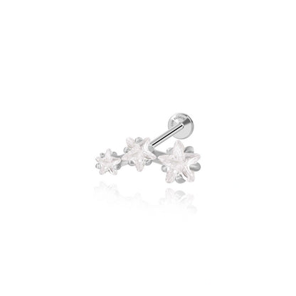 Diamond Trio Star Cluster Flat Back Piercing Stud