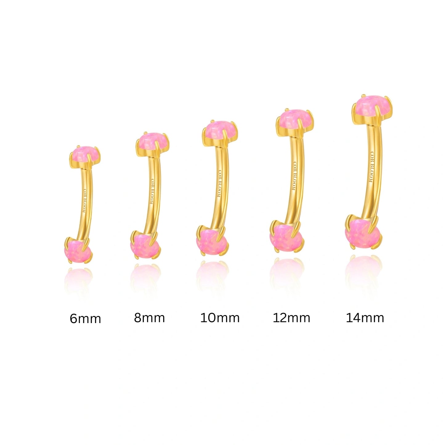 Titanium Double-Sided Pink Opal Curved Barbell