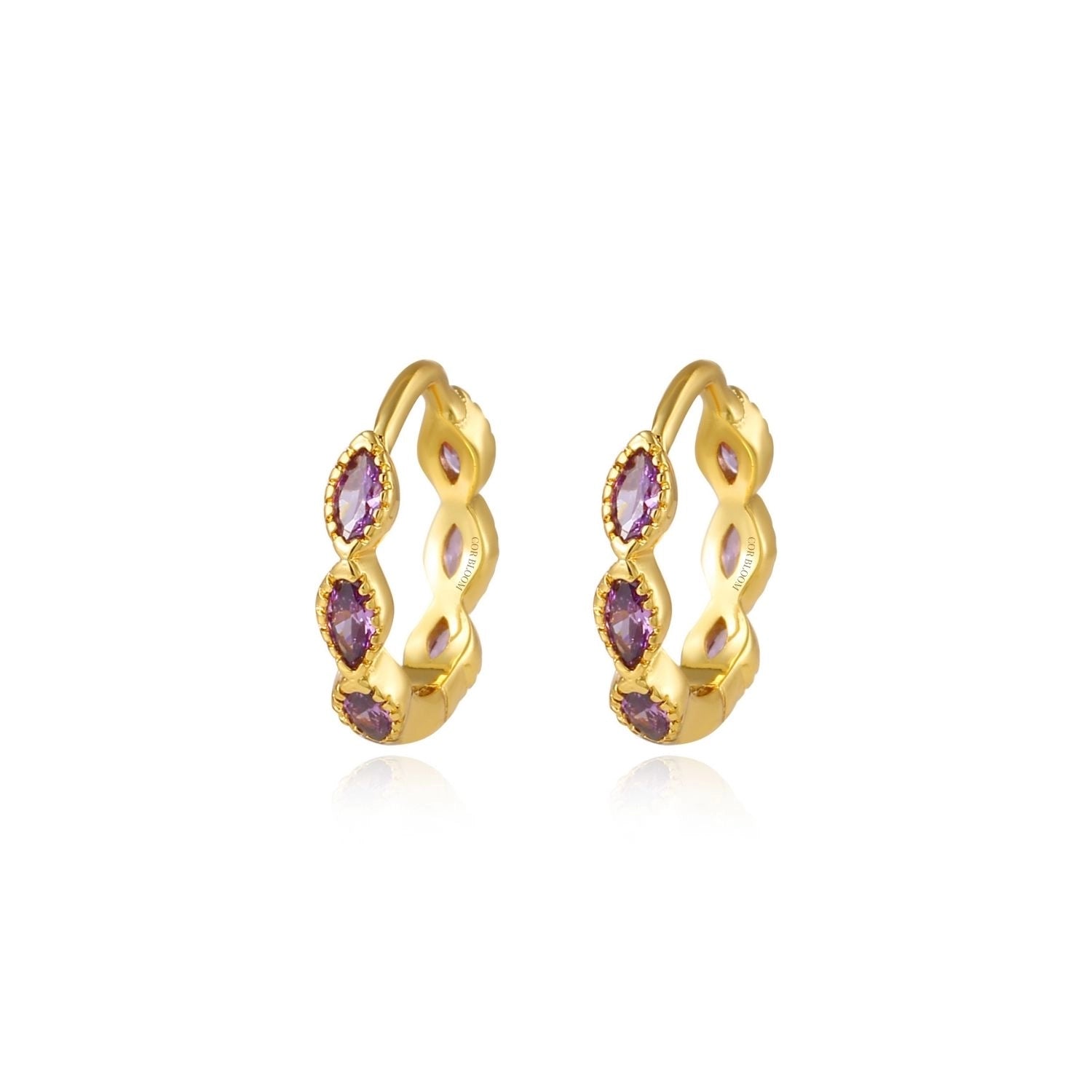 Freya Amethyst Marquise Hoops