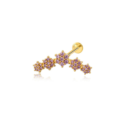 Melia Violet Flower Flat Back Piercing Stud