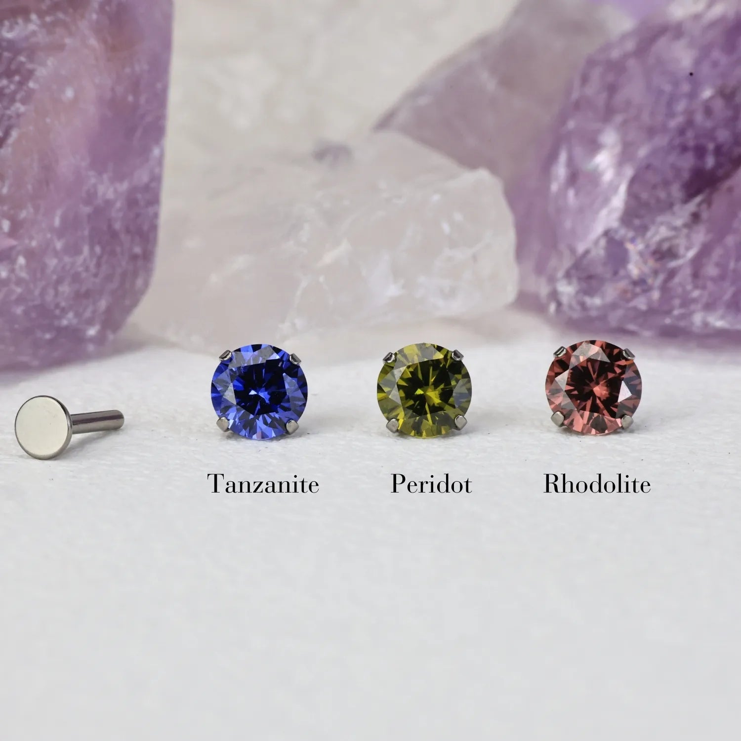 Titanium Multisize Tanzanite Stone Stud (Push Pin)