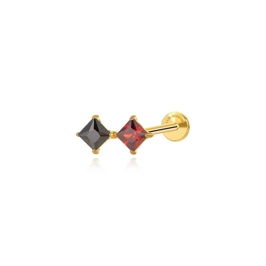 Titanium Duo Square Rose & Midnight Flat Back Stud