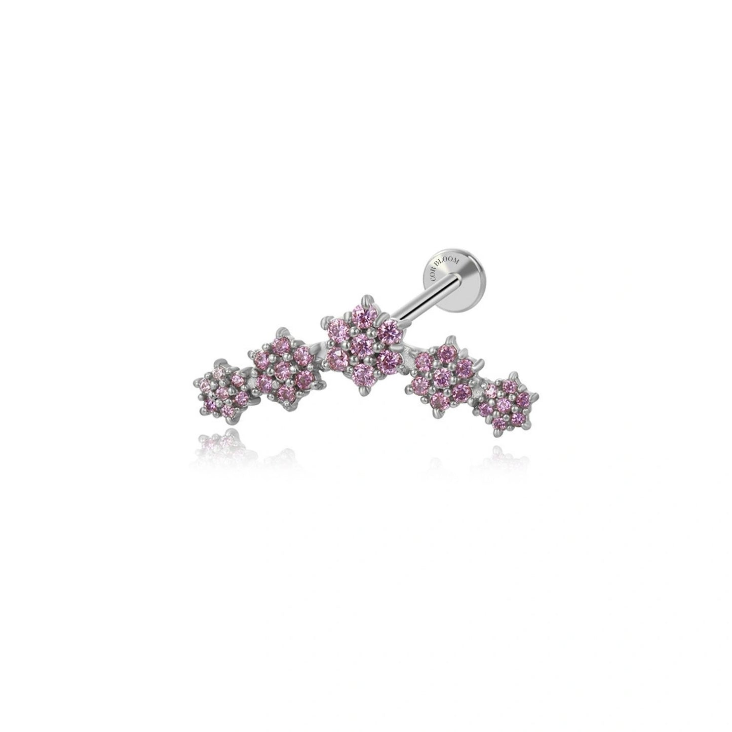 Melia Violet Flower Flat Back Piercing Stud