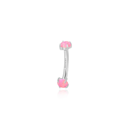 Titanium Double-Sided Pink Opal Curved Barbell