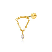 Titanium Ivey Dangling Crystal Marquise Flat Back Stud