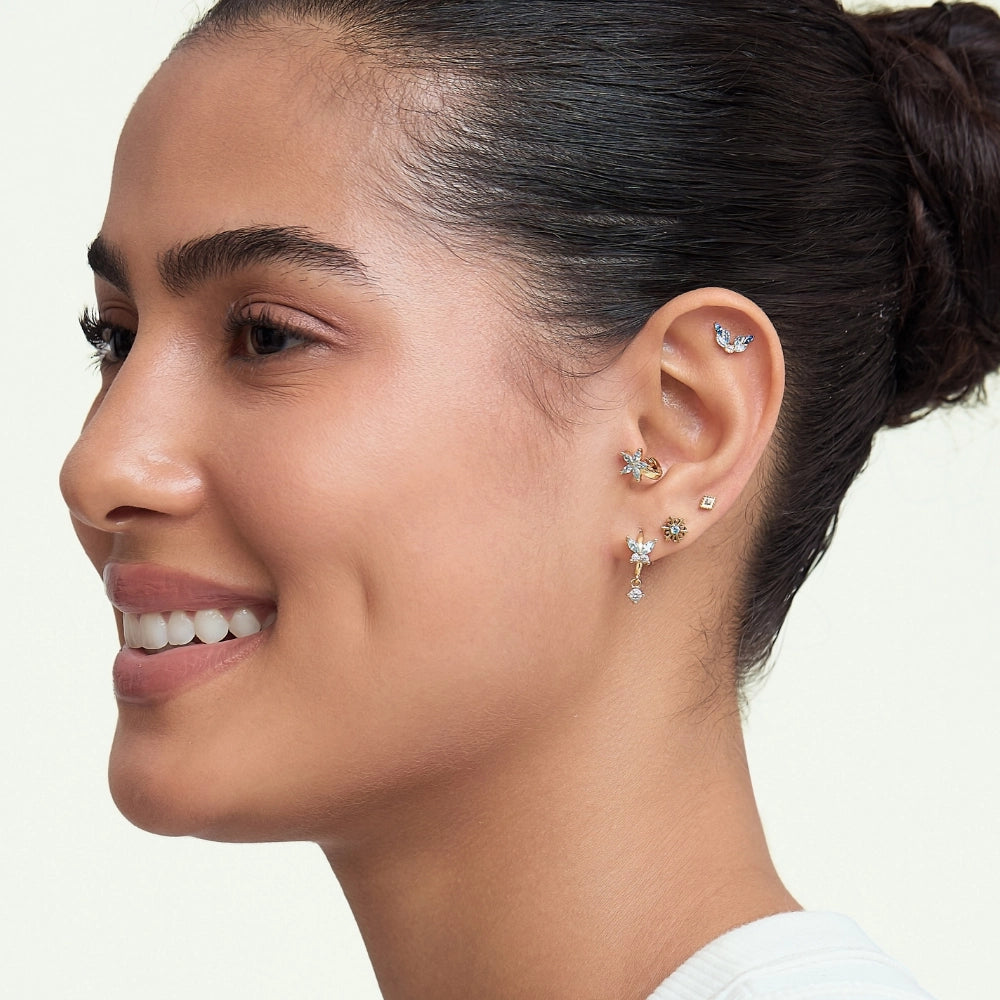 Nefeli Light Aquamarine Butterfly Hoop Earrings