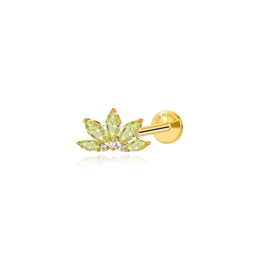 Titanium Apple Green Lotus Flat Back Stud