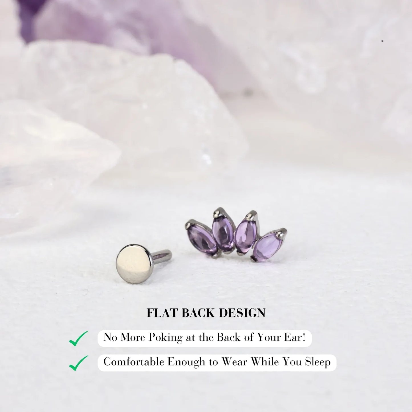 Titanium Purple Crystal 5-Petal Marquise Stud