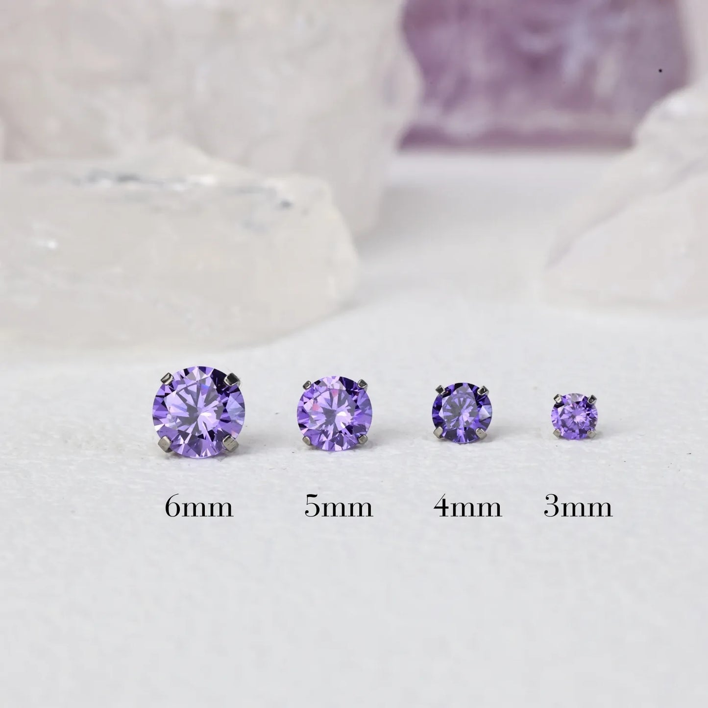 Titanium Multisize Amethyst Gemstone Piercing Stud