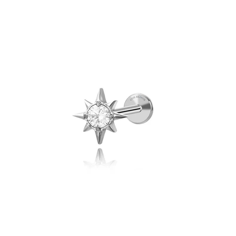 Titanium Mini Diamond Sun Piercing Stud