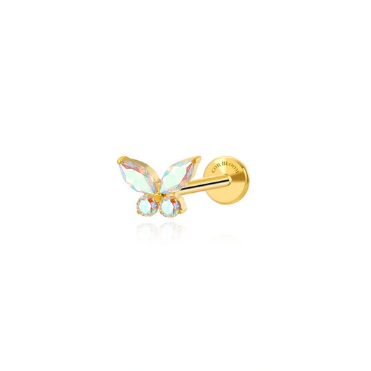 Titanium Northern Light AB Butterfly Flat Back Stud