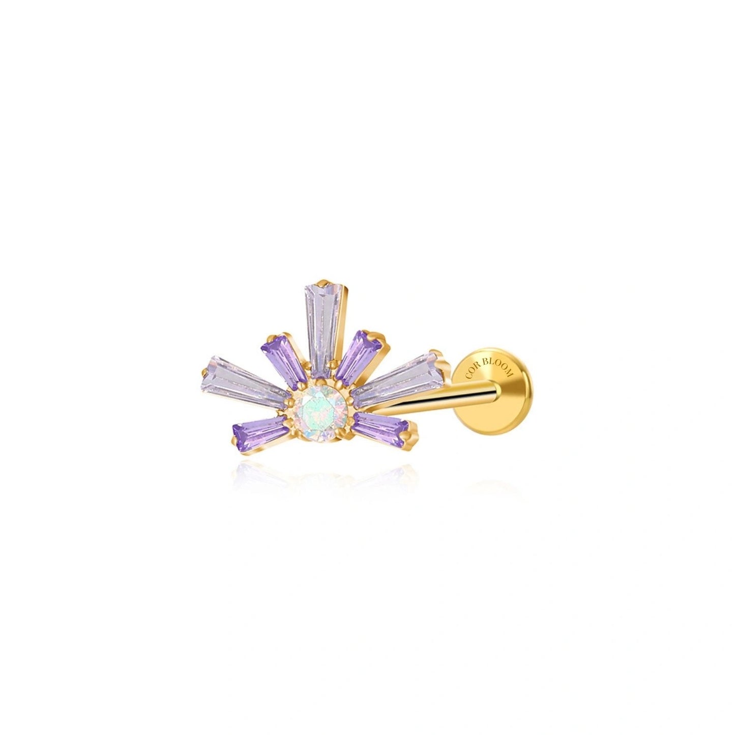 Titanium Evangeline Amethyst Flat Back Stud