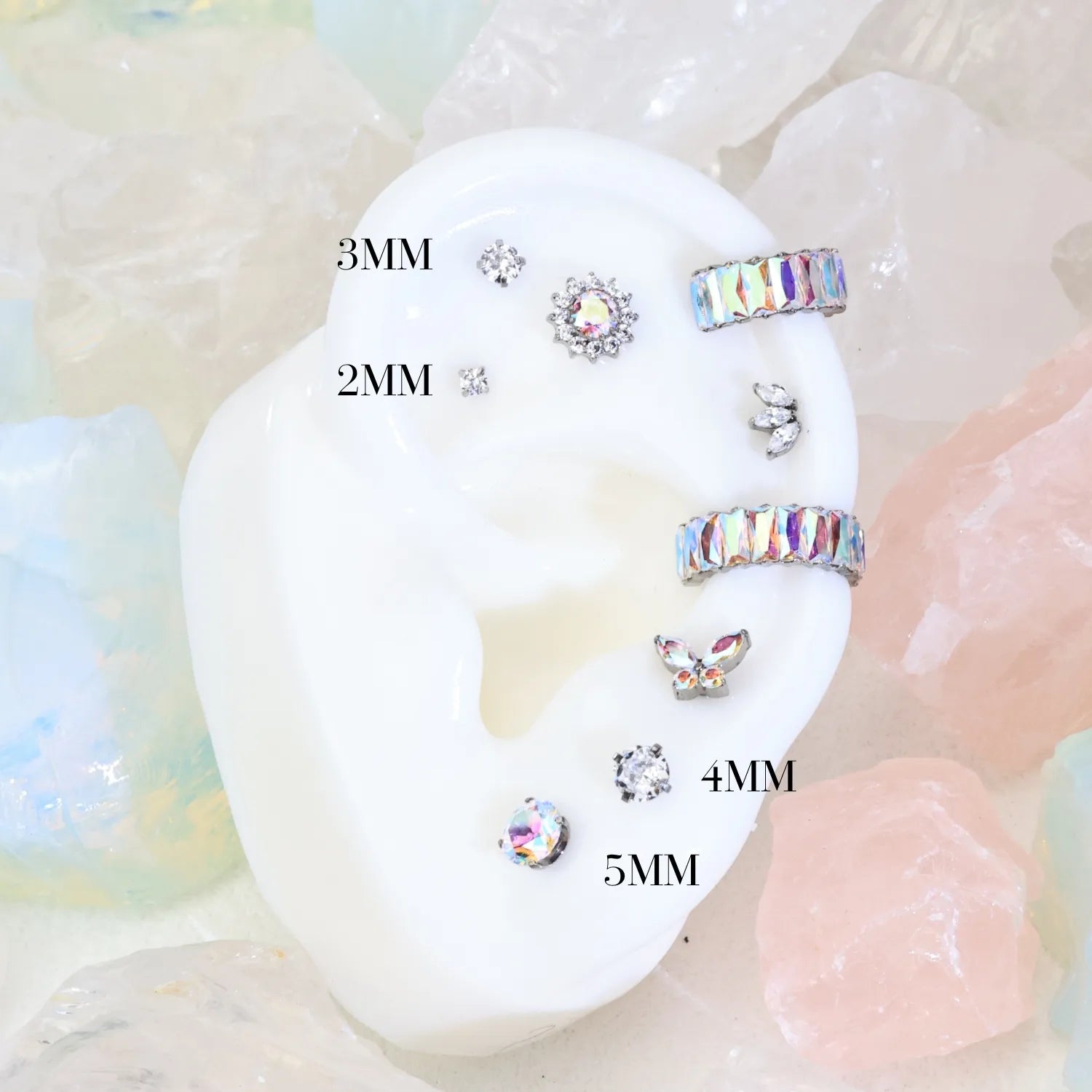 Titanium Liberty Northern Light AB Butterfly Flat Back Stud