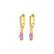 Doris Ruby Marquise Charm Hoop Earrings